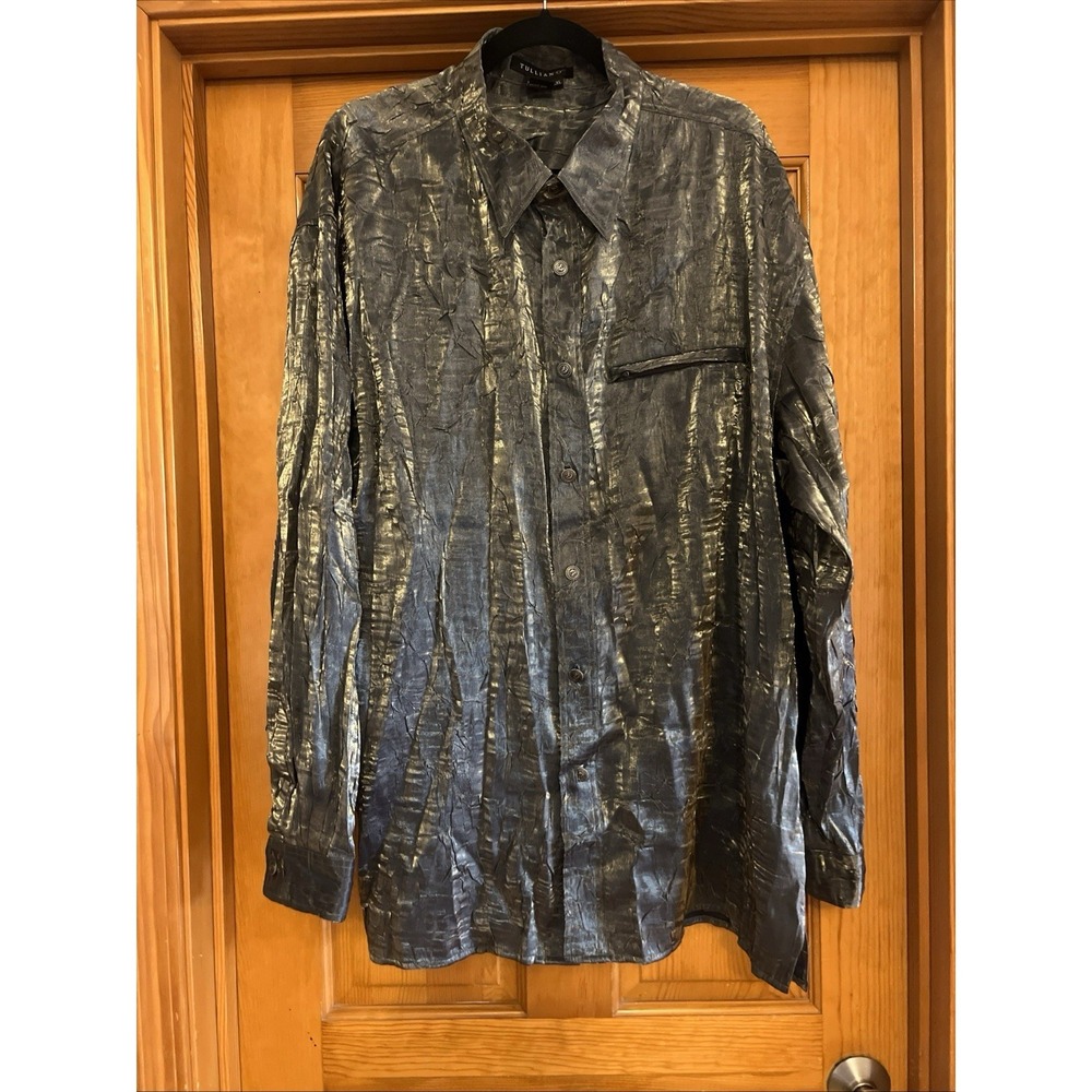 Tulliano Shirt 2XL Green gold Metallic shiny Rayon Blend